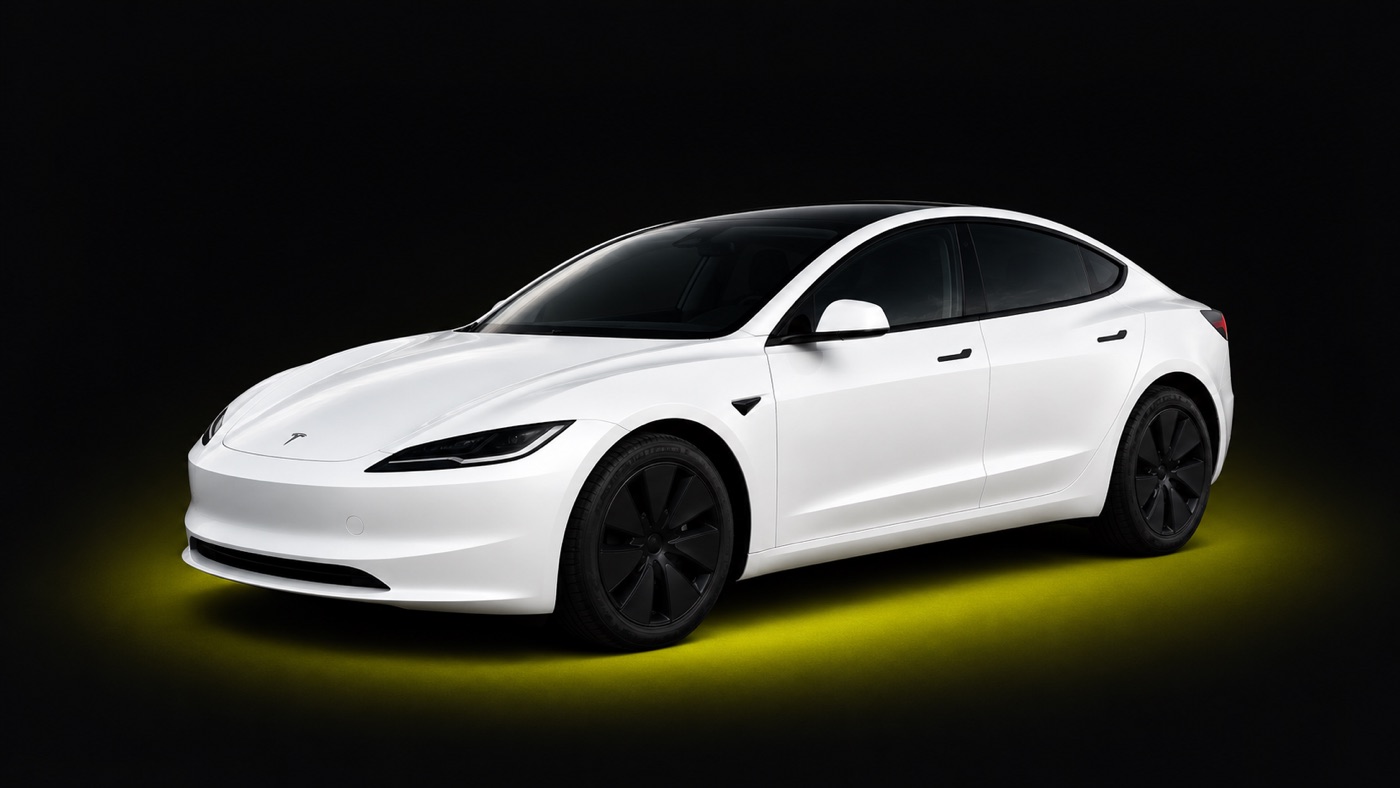 Weiße Tesla Model 3 Highland, die Limousine von Next Drive VTC