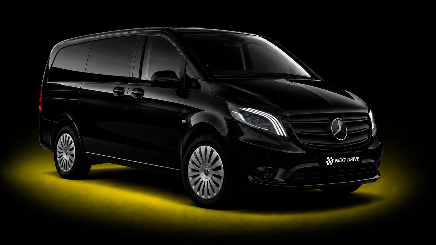 Van Mercedes 9 places noir, le véhicule de groupe de Next Drive VTC